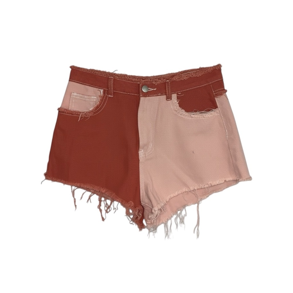 SHEIN Colour Block High Waisted Distressed Hem Shorts Women’s Medium‎